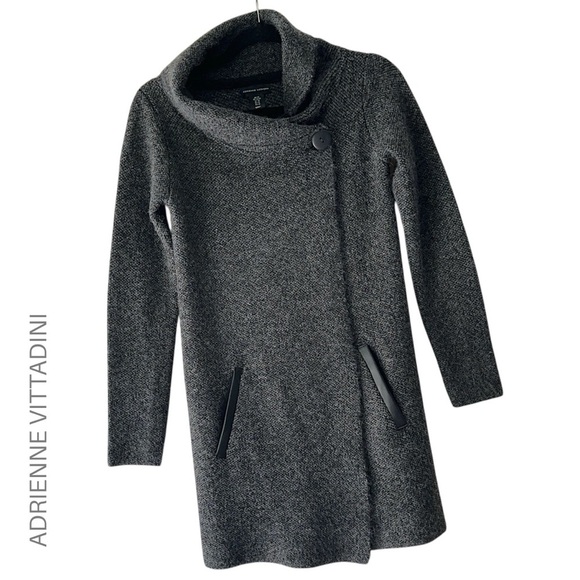 ADRIENNE VITTADINI | NWOT WOOL BLEND WRAP FRONT SINGLE BUTTON COAT SWEATER | XS - Picture 1 of 12